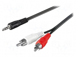 Cable | RCA plug x2,Jack 3.5mm 3pin plug | 20m | black