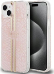 Back panel cover Guess - iPhone 15 hardcase IML 4G Gold Stripe Pink