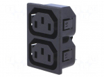 Connector: AC supply | splitter | 10A | 250VAC | IEC 60320 | C13 (F)