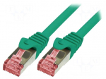 Patch cord | S/FTP | 6 | stranded | Cu | LSZH | green | 10m | 27AWG