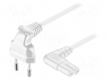 Cable | CEE 7/16 (C) plug angled,IEC C7 female angled | 5m | white