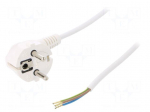 Cable | SCHUKO plug,CEE 7/7 (E/F) plug angled,wires | 1m | white