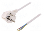 Cable | SCHUKO plug,CEE 7/7 (E/F) plug angled,wires | 10m | white
