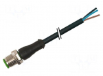 Connection lead | M12 | PIN: 4 | straight | 3m | plug | 250VAC | 4A | IP67