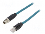 Cable: for sensors/automation | PIN: 8 | male | RJ45 plug,M12 male