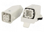 Connector: HDC | male + female | S-A | PIN: 4 | 3+PE | size 3A | angled