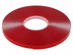 Tape: fixing | W: 12mm | L: 16.5m | Thk: 2mm | double-sided | acrylic