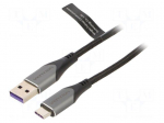 Cable | USB 2.0 | USB A plug,USB C plug | nickel plated | 1.5m | black