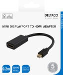 Adapter DELTACO HDMI - miniDisplayPort, 4K UHD 60Hz, 0.2m, black /  DP-HDMI45 / R00110024