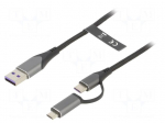 Cable | USB 2.0 | USB A plug,USB B micro plug,USB C plug | 0.5m