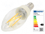 LED lamp | white warm | E14 | 230VAC | 90lm,180lm,470lm | 1W,2.5W,5W