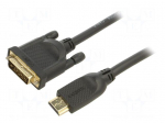 Cable | DVI-D (24+1) plug,HDMI plug | PVC | 1.8m | black | Core: Cu