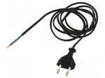 Cable | 2x0.75mm2 | CEE 7/16 (C) plug,wires | PVC | 5m | black | 2.5A