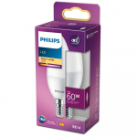 PHILIPS LED 60W B38 E14 Silti balta 2700K matēta spuldze 8719514309623 929002978655