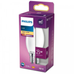 PHILIPS LED stikla 25W B35 E14 Silti balta 2700K matēta spuldze 8718699763374 929001345255