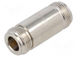 Adapter | N female,both sides | Insulation: PTFE | 50&Omega; | brass | 11GHz