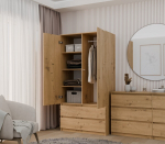 Topeshop SZAFA MALWA ART bedroom wardrobe/closet 5 shelves 2 door(s) Oak