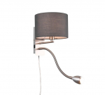 Trio Hotel sienas lampa with reading light E14 + LED grey  271170211 4017807508680