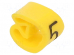 Marker: cable | Marking: 5 | 2.5&divide;5mm | PVC | yellow | leaded | PA-1 | L: 3mm
