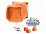 Enclosure: emergency | X: 130mm | Y: 130mm | Z: 77mm | IP65,IP66 | orange