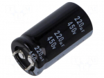 Capacitor: electrolytic | SNAP-IN | 220uF | 450VDC | &Oslash;22x40mm | &plusmn;20%