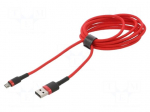 Cable | High Speed,USB 2.0 | 2m | red | textile | 1.5A