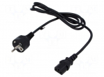 Cable | 3x0.75mm2 | CEE 7/7 (E/F) plug,IEC C13 female | PVC | 1.5m
