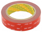 Tape: fixing | W: 25mm | L: 5.5m | Thk: 0.6mm | acrylic | grey | 36N/cm
