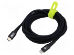 Cable | USB 2.0 | Apple Lightning plug,USB C plug | 3m | black | 60W