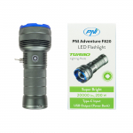 PNI Adventure F820 200 W flashlight, 3 lighting levels plus Turbo, 20000 lumens, up to 350 m, 2600 mAh battery, IPX7, Power Bank function