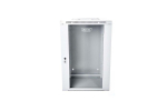 19" 15U wall-mounted network rack cabinet 600x600, glass door, grey, split design, assembled, 60kg