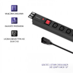PDU Qoltec power strip for RACK 19" | 1U | 10A | CB | 8xIEC C13 | 2m