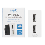 Power socket 2 x USB PNI UB20, 5V 2.4A, max. 12W, modular, type F 1/2, recessed mounting