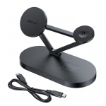 Wireless charger Acefast  Acefast 15W Qi Wireless Charger for iPhone (with MagSafe), Apple Watch and Apple AirPods Stand Holder Magnetic Holder Black (E9 black) Black