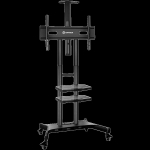 ONKRON Mobile TV Stand for 50-83&rdquo; TVs with Wheels Shelves Height Adjustable Rolling TV Cart, Black