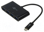 Hub USB | USB A socket x4,USB C plug | USB 3.0 | PnP | black | 5Gbps
