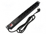Plug socket strip: protective | Sockets: 7 | 230VAC | 16A | black | 2m