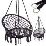 RoGer Stārķa nest chair swing with backrest 80cm Black
