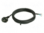 Cable | 3G1mm2 | CEE 7/7 (E/F) plug angled,wires | PVC | 3m | black