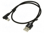 Cable | USB 2.0 | USB A plug,USB C plug 90&deg; left/right | 0.5m | 1.5A