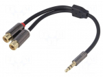 Aux adapter | RCA | gold-plated | black | V: stereo | 0.2m