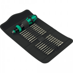 Wera Kraftform Kompakt 60 RA-R Imperial 1, bit set black/green, 17-piece, 1/4", inch, with ratchet function and Rapidaptor quick-change chuck