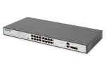 Switch Digitus 16-pordiline kiire Ethernet PoE l&uuml;liti, 19 tolli, haldamata, 2 &uuml;leskanalit