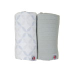 Accessories, strollers for children iLike  Jaunums! Lodger Swadler Solid Matcha kokvilnas autiņ&scaron;  Peppermint/Blue Fogg  110x110 cm  2gab. SW 1110