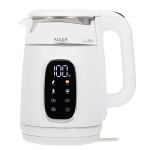 Adler AD 1305WS electric kettle 1.7 L 2200 W Transparent, White, Silver