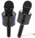 Goodbuy karaoke mikrofons ar iebūvētu skaļruni, Bluetooth, 5W, aux, balss modulators, USB, Micro SD, melns