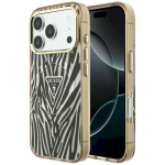 Guess IML Zebra Glitter Triangle Logo MagSafe for iPhone 18 Pro Max / iPhone 17 Pro Max / gold