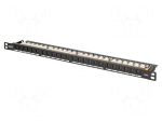 Patch panel | RACK | black | RJ45 socket x24 | rack 19" | 19" | Cat 6