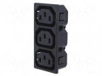 Connector: AC supply | splitter | 10A | 250VAC | IEC 60320 | C13 (F)