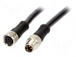Cable: for sensors/automation | M8-M8 | male | female | PIN: 4 | plug